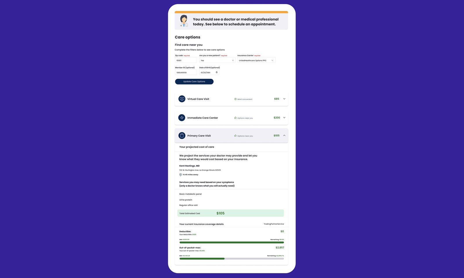 clearstep virtual triage interface